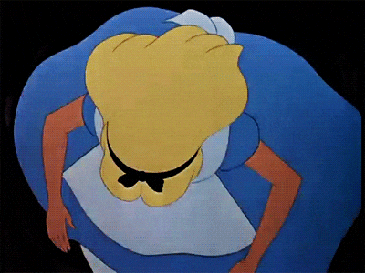 Alice from Alice in Wonderland falls down a magical rabbit hole. 